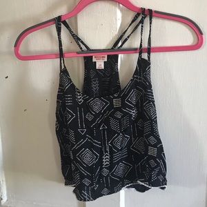 Aztec design black crop top